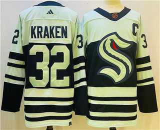 Men%27s Seattle Kraken #32 Kraken White 2022 Reverse Retro Stitched Jersey